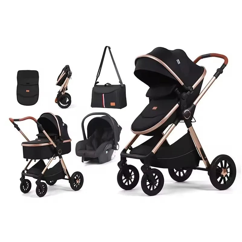 Luxury Carriage 4 in 1 Kinderwagen Foldable Baby Stroller