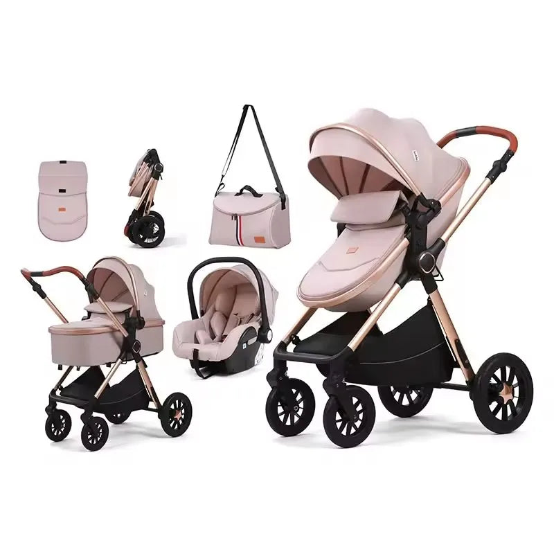 Luxury Carriage 4 in 1 Kinderwagen Foldable Baby Stroller