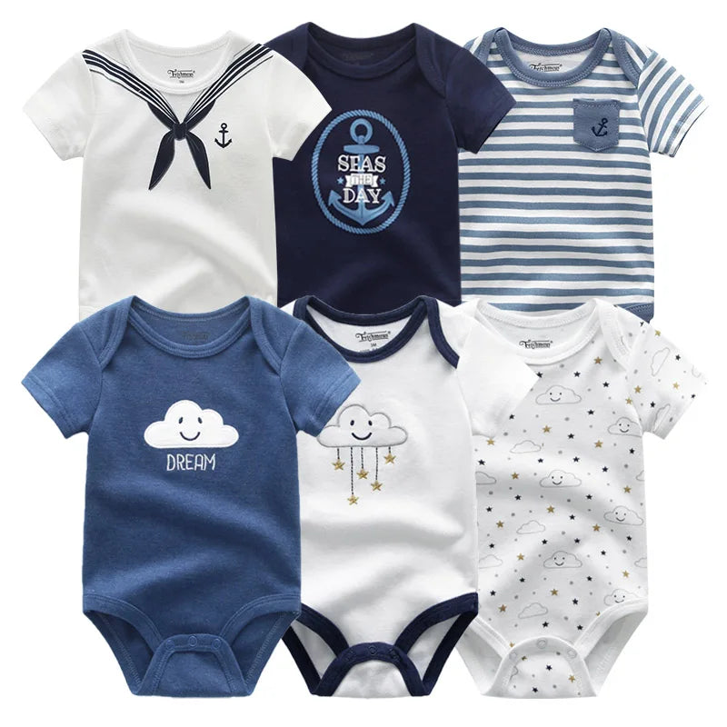 Cute Cartoon & Solid Color Bodysuits for Baby Boys & Girls