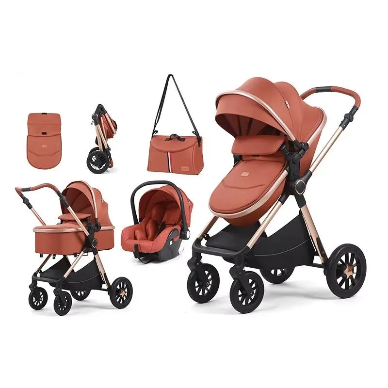 Luxury Carriage 4 in 1 Kinderwagen Foldable Baby Stroller
