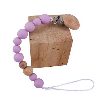 Wooden Bead & Silicone Pacifier Clip Chain