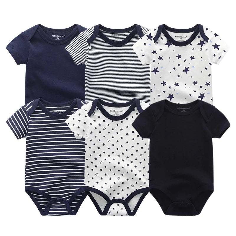 6-Pack Cotton Cartoon Bodysuit & Romper Set for Baby