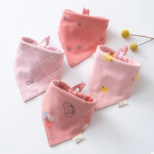 Newborn Triangle Bibs: Cotton Saliva & Burp Cloths (4 Pcs)