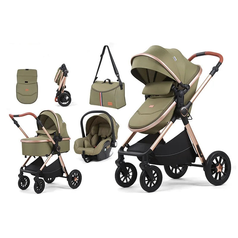 Luxury Carriage 4 in 1 Kinderwagen Foldable Baby Stroller