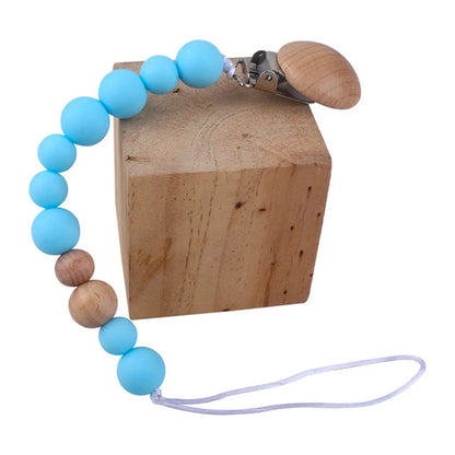 Wooden Bead & Silicone Pacifier Clip Chain