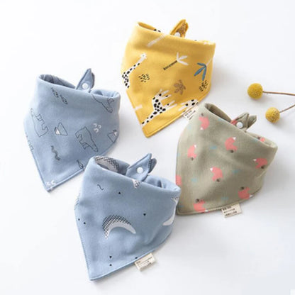 Newborn Triangle Bibs: Cotton Saliva & Burp Cloths (4 Pcs)