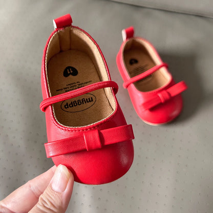 Newborn Leather Shoes: Anti-slip Rubber Sole