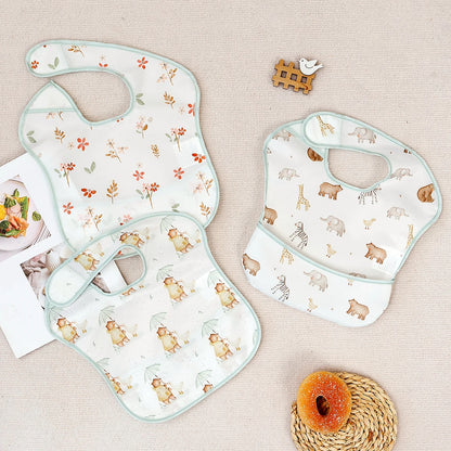 HappyFlute 3-Pack Waterproof PUL Bibs | Reusable Animal Print Set