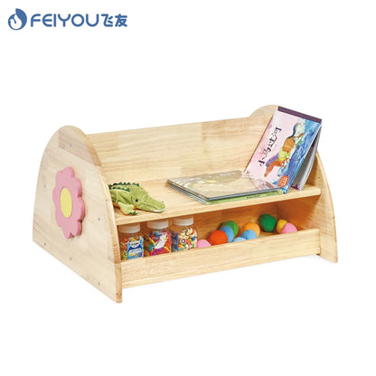 Modern Preschool Wooden Book Display & Cabinet