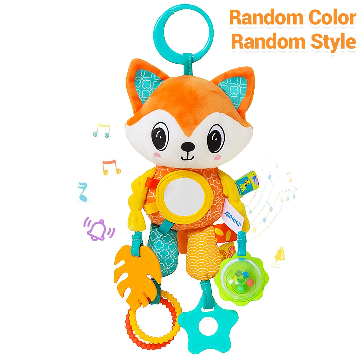 Soft Sensory Stroller Toy: Plush Animal Crinkle & Teether