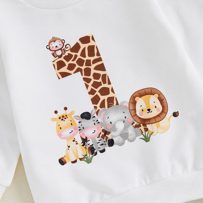 Cute Infant Long-Sleeve Sweatshirt & Bottoms Set