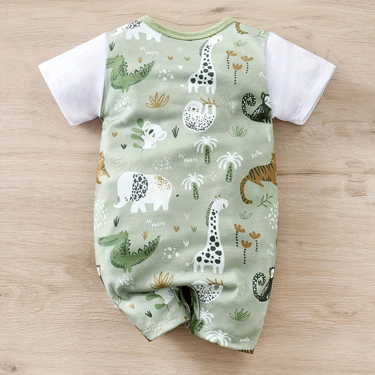 Infant Zoo Animal Print Romper & Faux Two-Piece Bodysuit