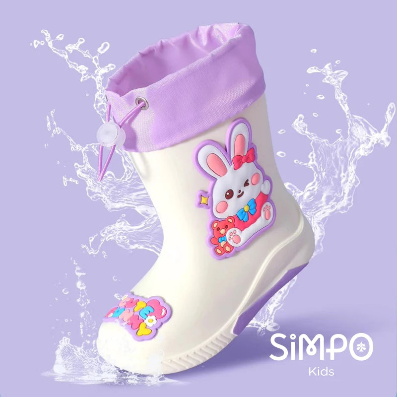 Kids Waterproof Rain Boots (PVC/Rubber, Cartoon Patterns)