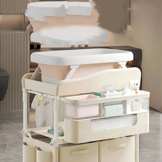 4-in-1 GoAnywhere Foldable Baby Changing Station with Bath & Massage