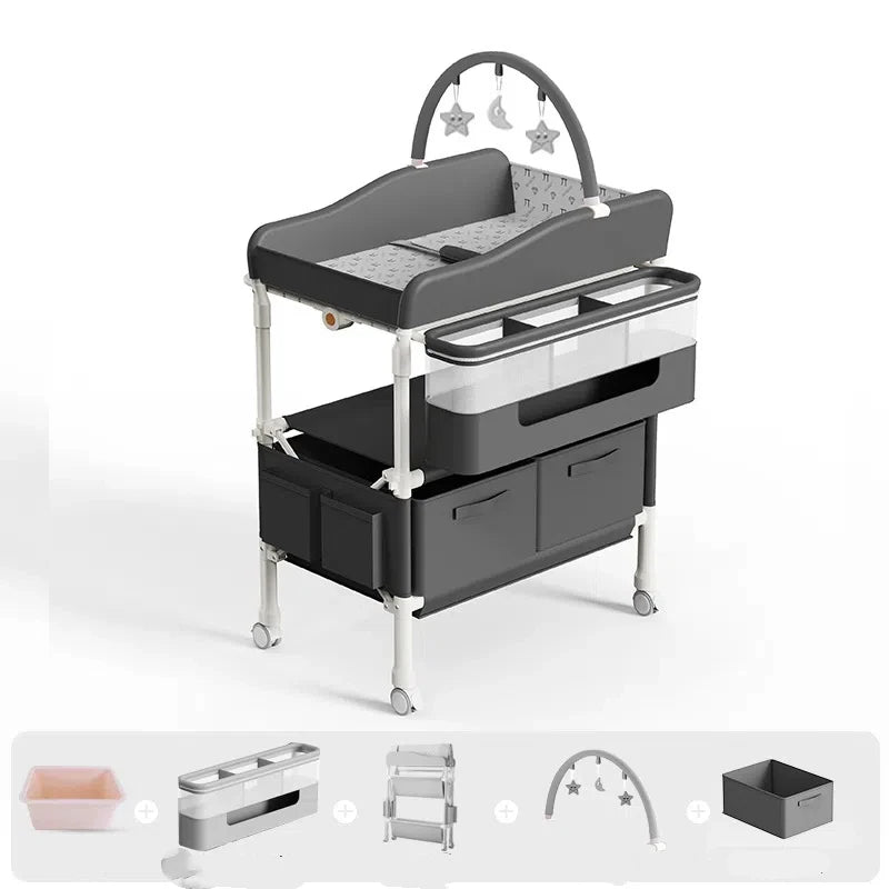 4-in-1 GoAnywhere Foldable Baby Changing Station with Bath & Massage