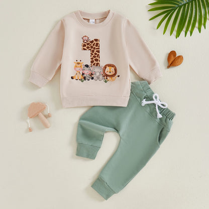 Cute Infant Long-Sleeve Sweatshirt & Bottoms Set