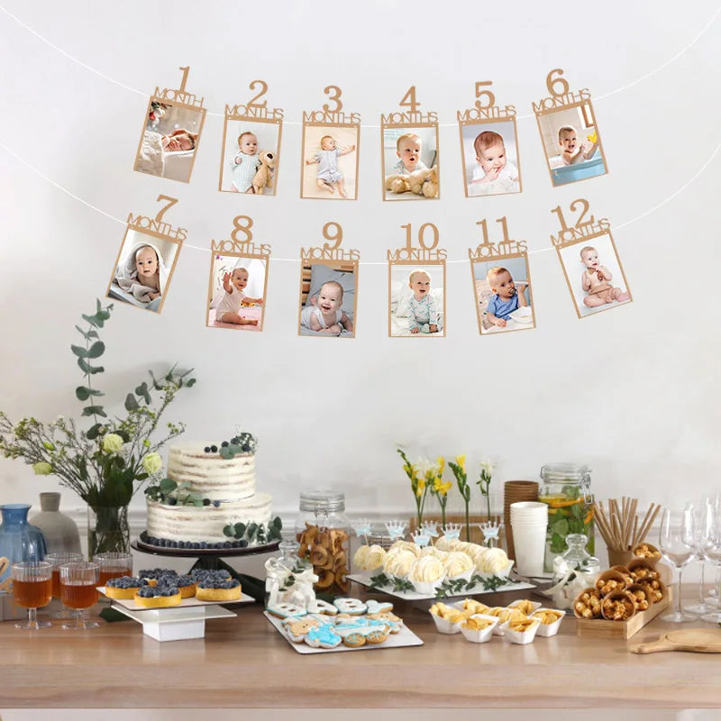 1st Birthday Baby Photo Banner – 12 Month Garland