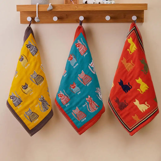 Cartoon Square Gauze Handkerchief for Baby Feeding