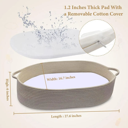 Boho Woven Changing Basket for Nursery Storage (