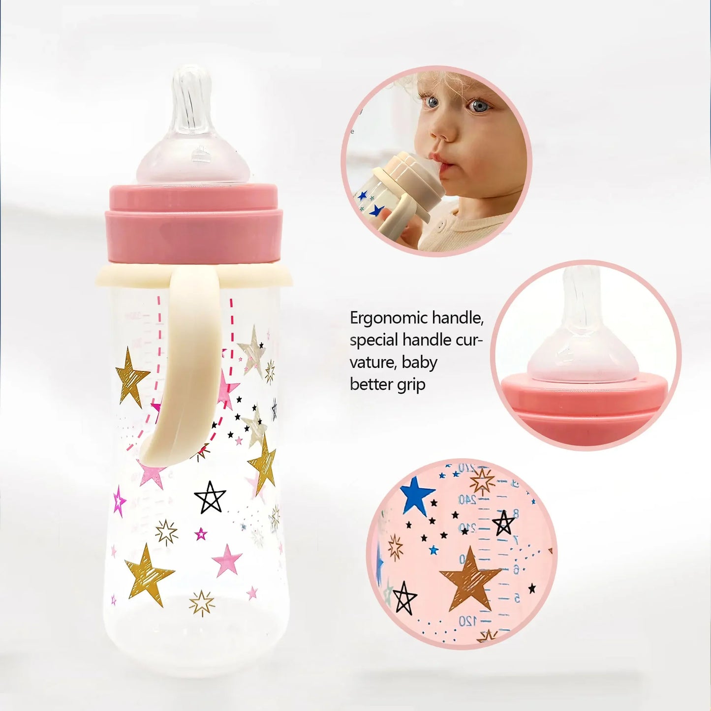 Large Capacity Anti-Fall PP Star Feeding Bottle