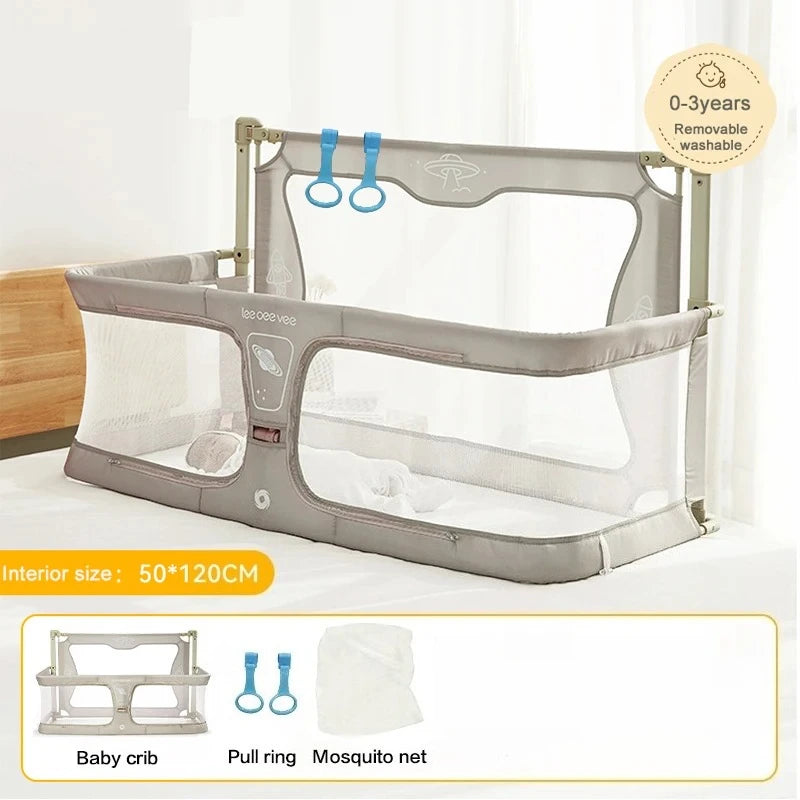 Portable Foldable Baby Crib Safety Rails Anti-Drop Design for Newborns Lightweight Bedside Sleeper with Breathable Mesh Easy Ass