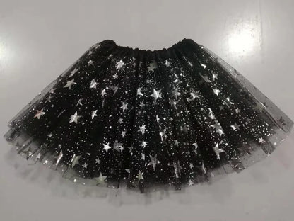 Girls Tulle Star Sequins Princess Tutu Skirt