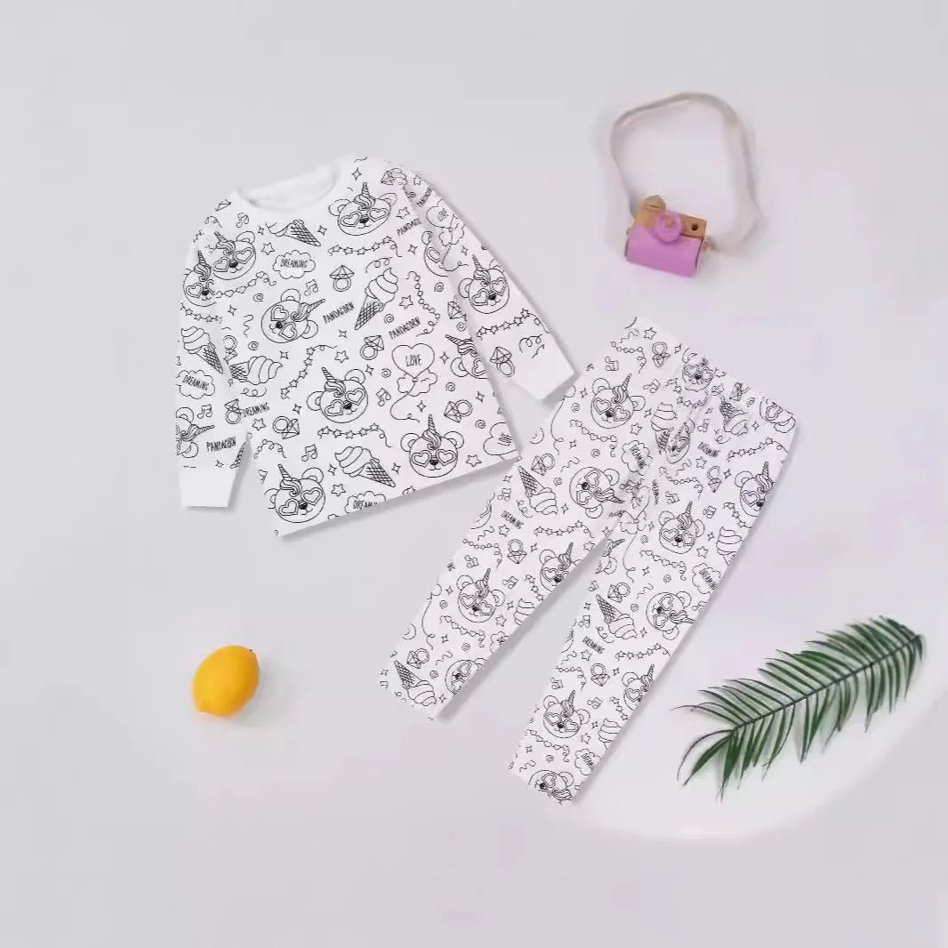 Kids DIY Sketch Pajama Set - Freehand Graffiti Sleepwear