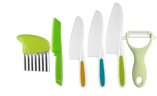 Kids Safety Cooking Cutter Set - Plastic Knives & Peeler Tools
