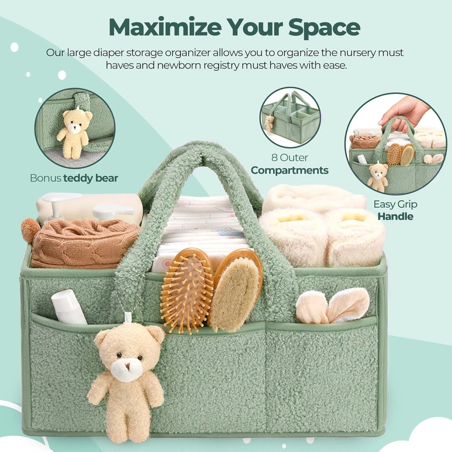 Portable Diaper Organizer Caddy for Nursery