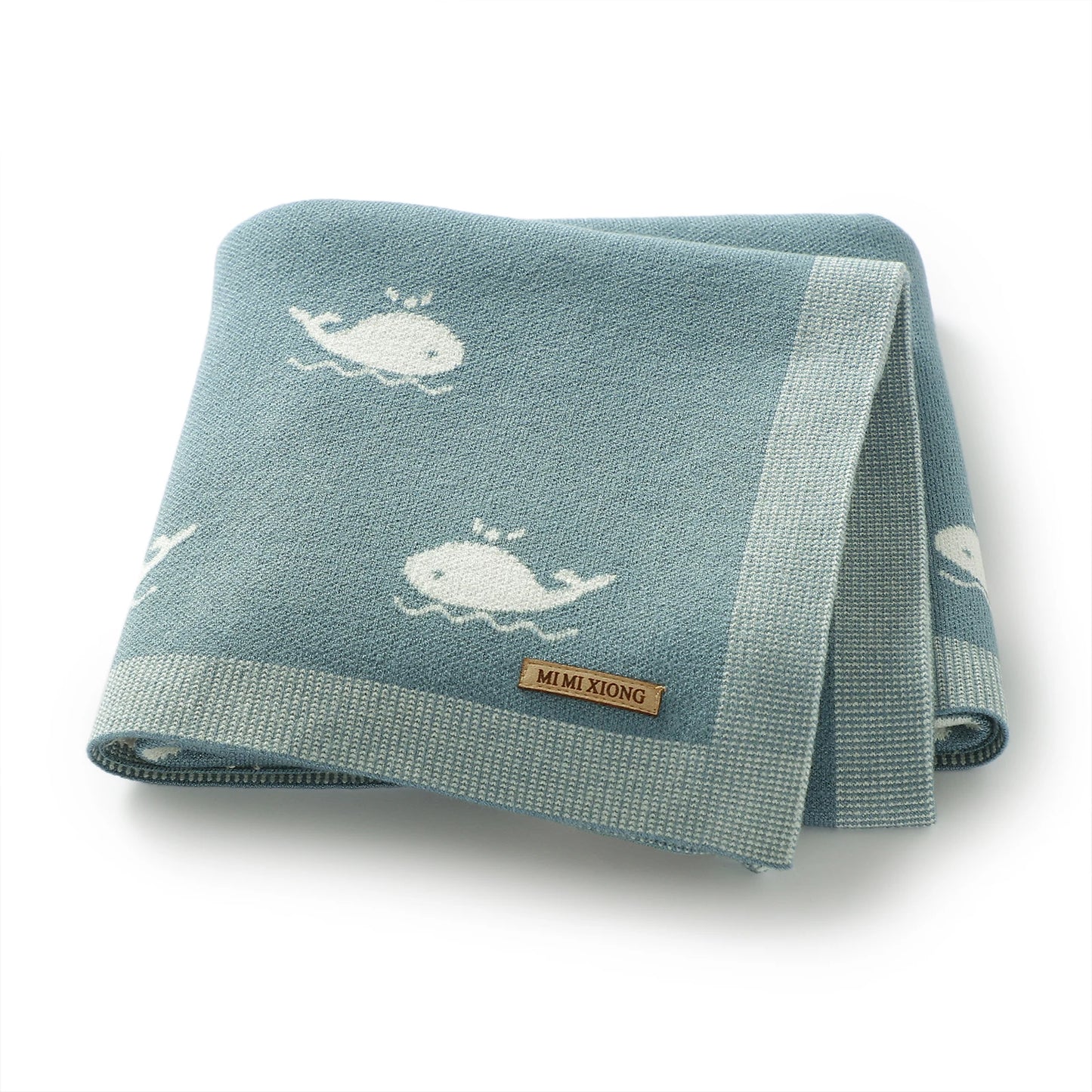 Super Soft Knitted Whale Baby Blanket & Swaddle (90x70cm)