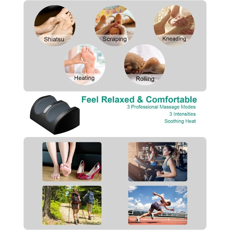 2-in-1 Shiatsu Foot & Calf Massager with Heat | Deep Tissue Roller Set