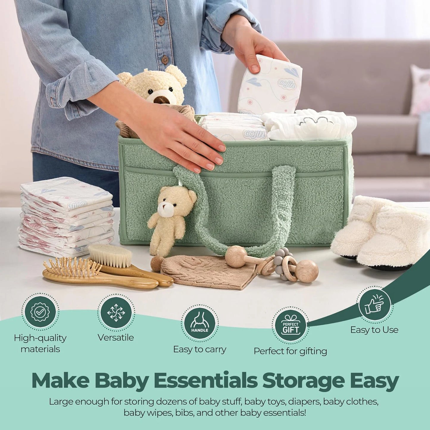 Portable Diaper Organizer Caddy for Nursery