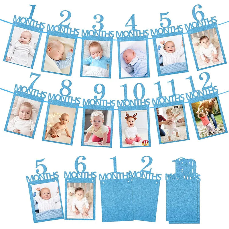 Baby First Birthday Banner – 1–12 Month Photo Growth Record