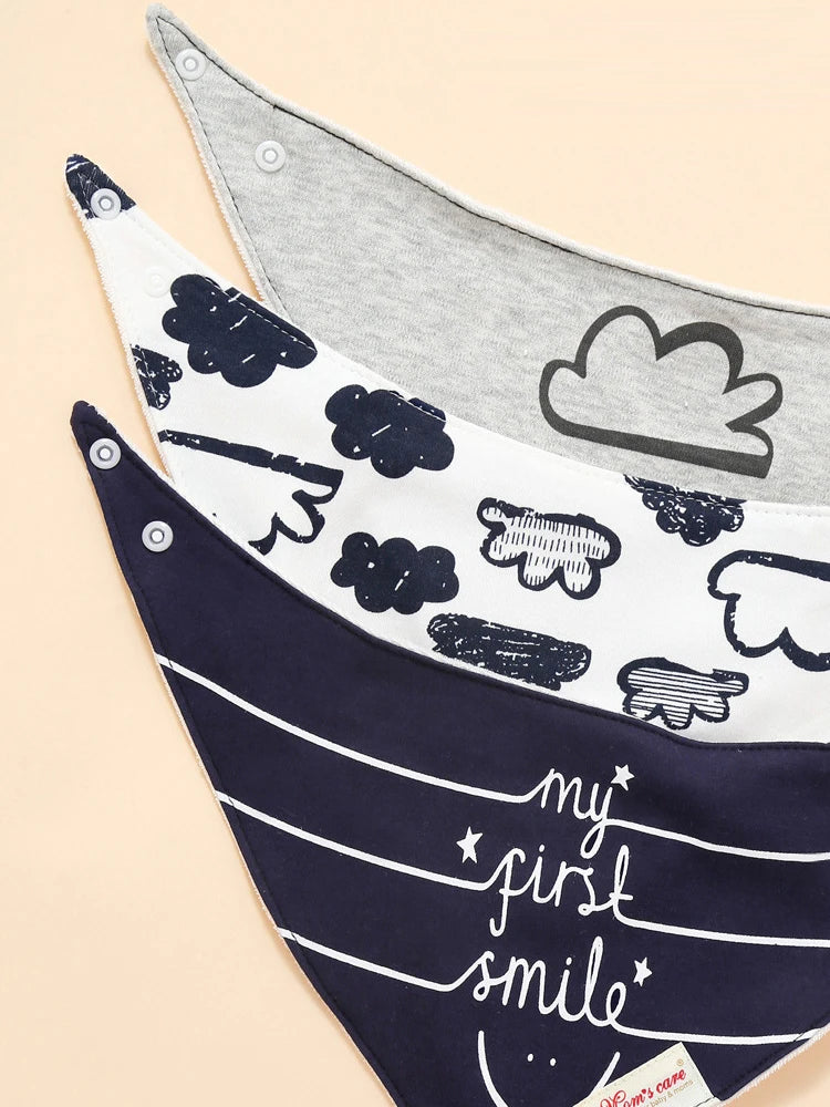 Comfy & Adjustable 3-Pack Cotton Baby Feeding Bibs