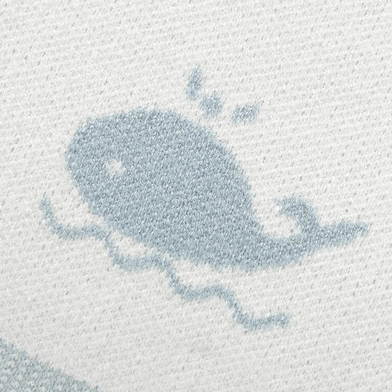 Super Soft Knitted Whale Baby Blanket & Swaddle (90x70cm)