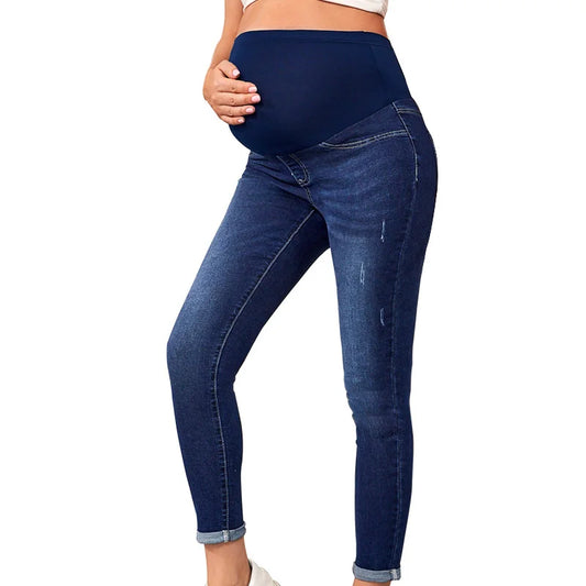 Slim High Waist Elastic Abdominal Support Maternity Jeans