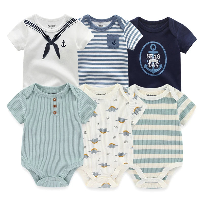 Cute Cartoon & Solid Color Bodysuits for Baby Boys & Girls