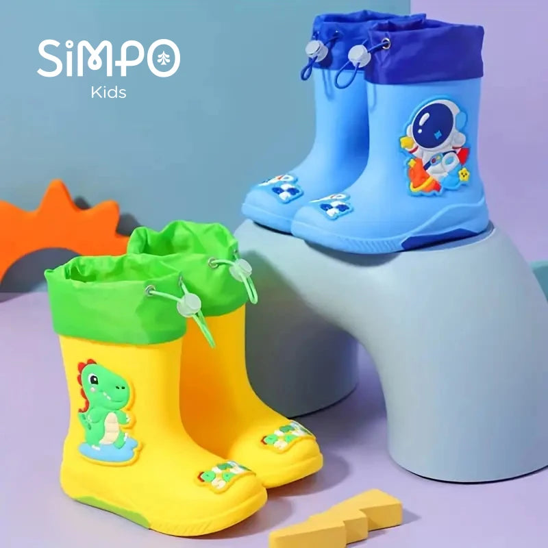 Kids Waterproof Rain Boots (PVC/Rubber, Cartoon Patterns)
