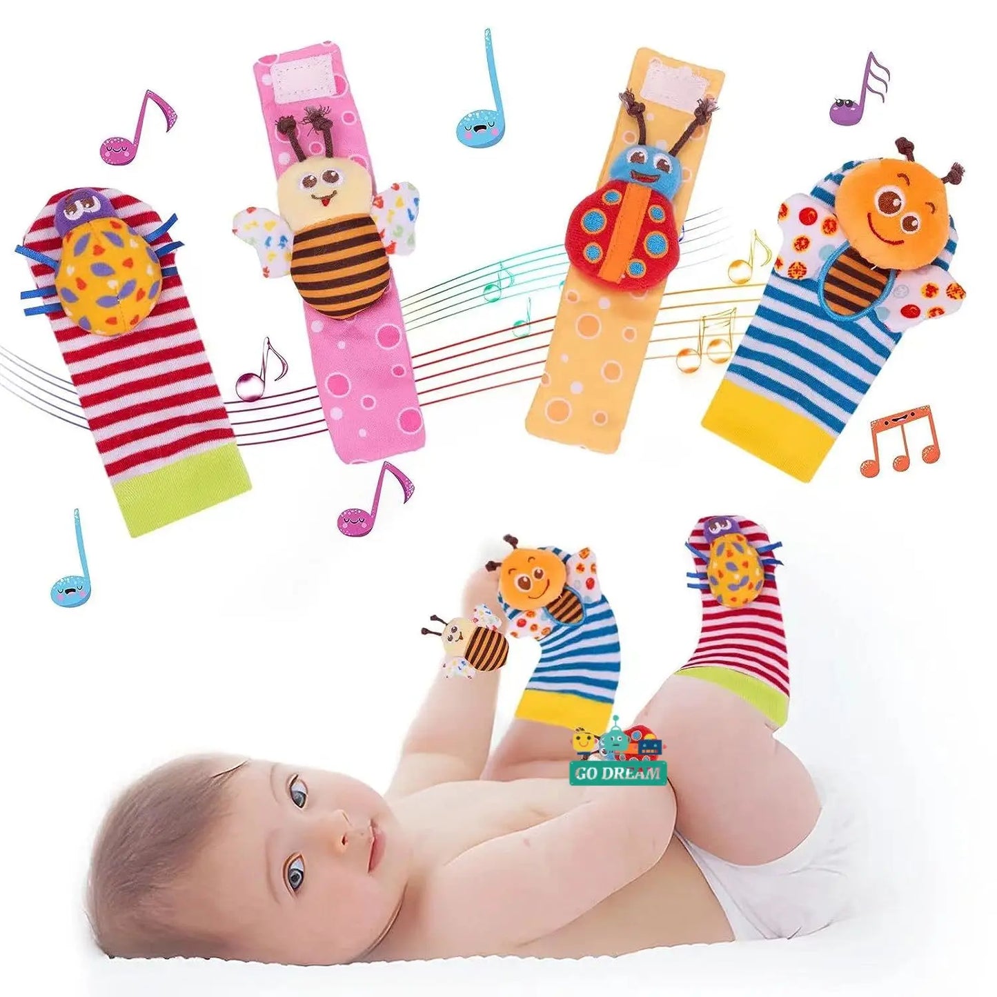 Baby Cute Wrist Rattle Socks