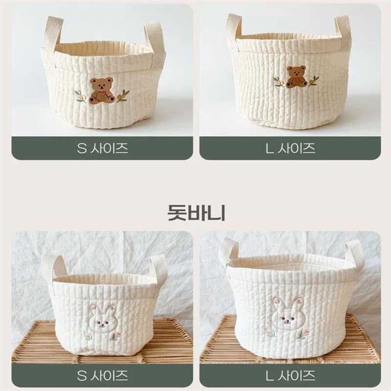 Embroidered Cotton Crib Diaper & Toy Organizer Bag