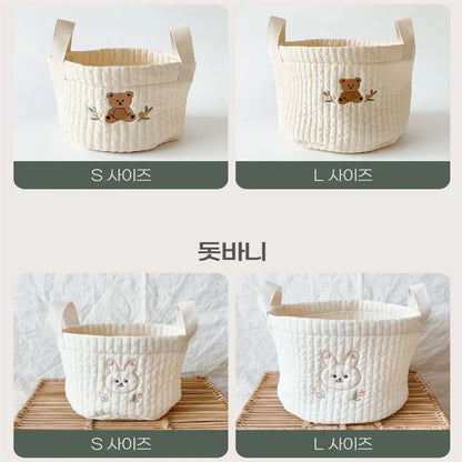 Embroidered Cotton Crib Diaper & Toy Organizer Bag