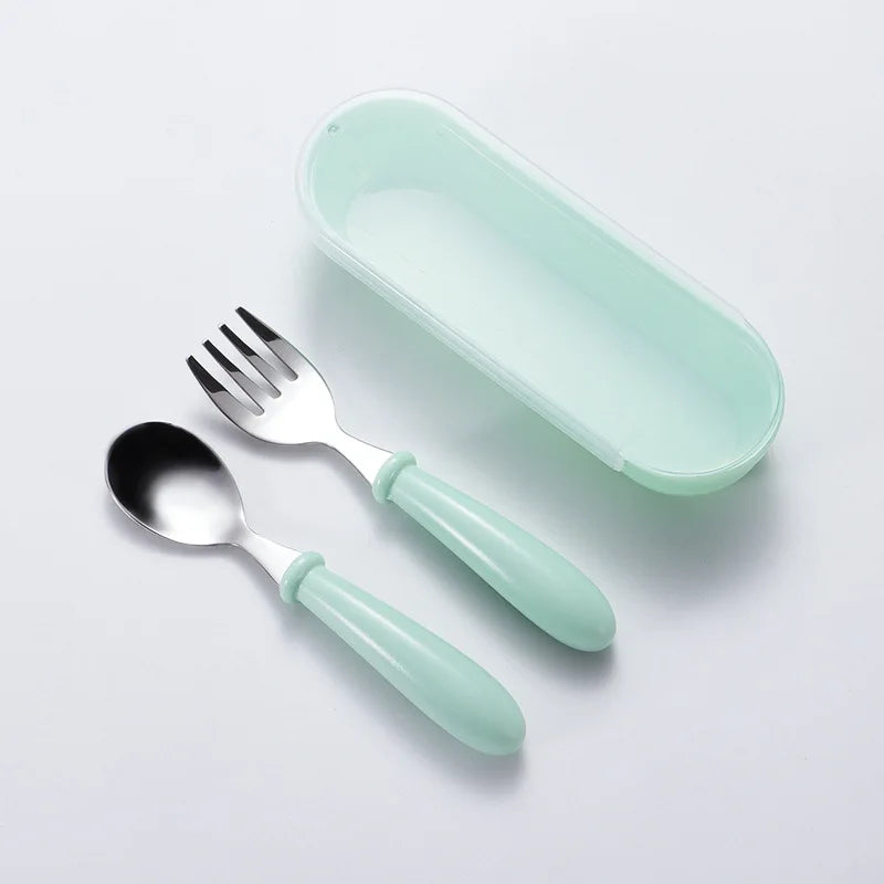 Kids' Fun Stainless Steel Feeding Utensils (Spoon & Fork)