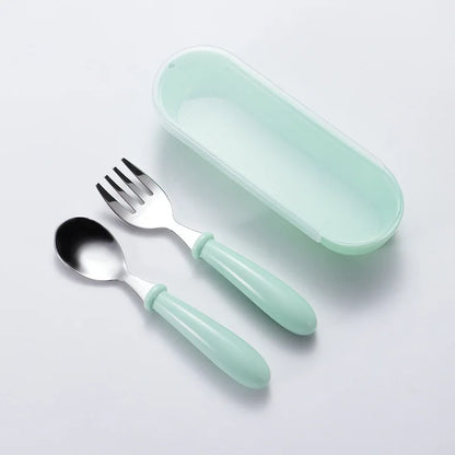 Kids' Fun Stainless Steel Feeding Utensils (Spoon & Fork)