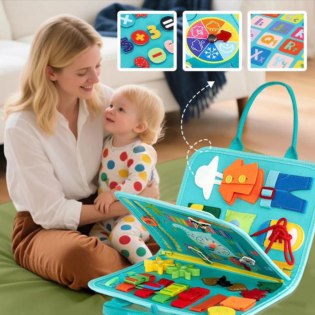 Baby Busy Board Sensory Toy for Fine Motor Skills