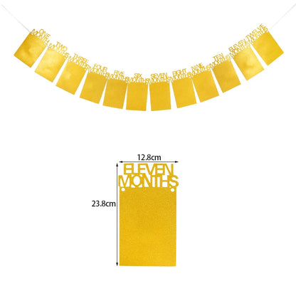 1st Birthday Baby Photo Banner – 12 Month Garland