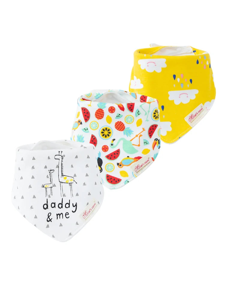 Comfy & Adjustable 3-Pack Cotton Baby Feeding Bibs