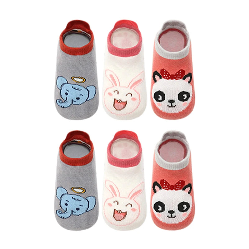6-Pack Cute Cartoon Anti-Slip Socks for Toddlers & Kids