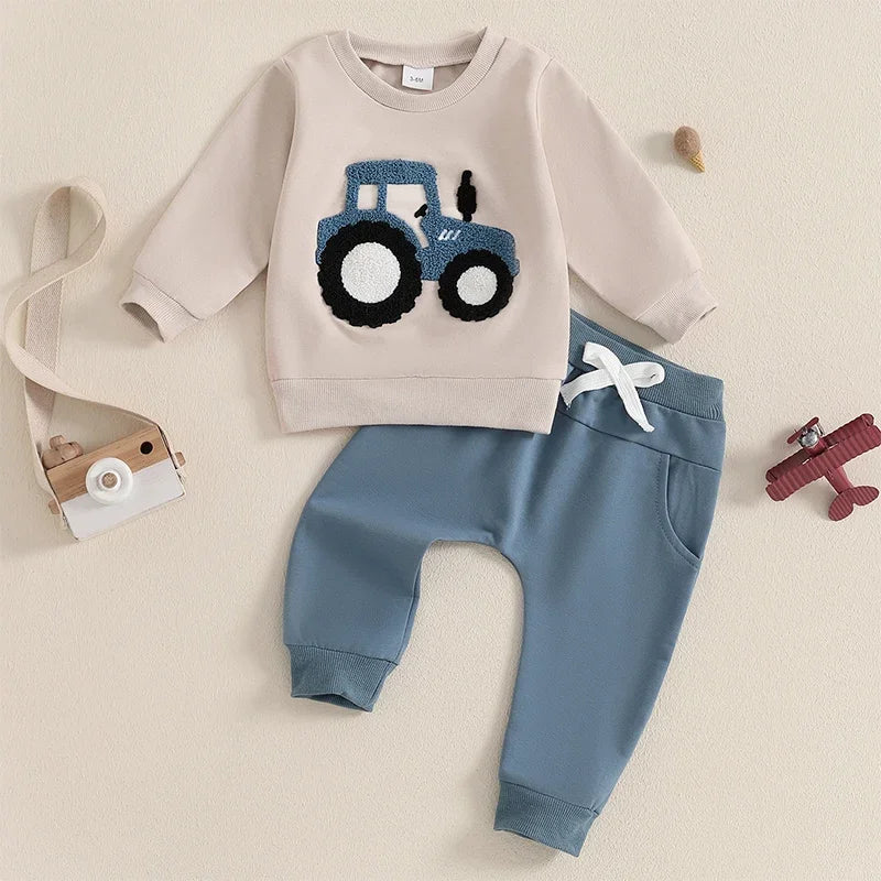 2pc Tractor Sweatshirt & Pants Set for Baby Boy (0-3 Years)