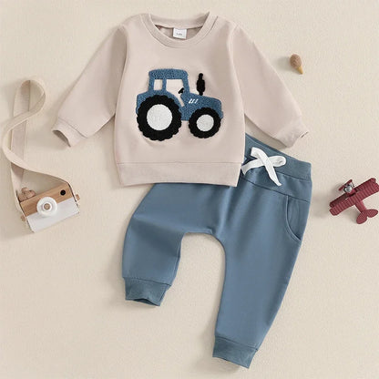 2pc Tractor Sweatshirt & Pants Set for Baby Boy (0-3 Years)