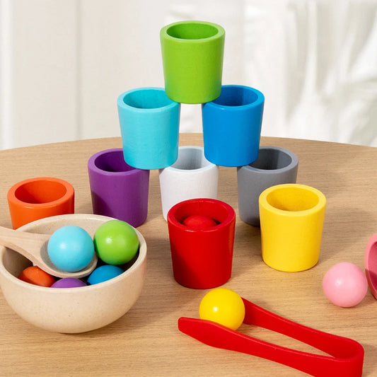 Montessori Wooden Color Matching & Sorting Cups